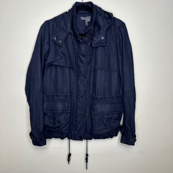 Vince Tencell Blend Bergdorf Goodman Women's Utility Jacket  Navy Blue Size S - Picture 4 of 14